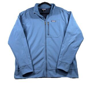 Patagonia Men Sidesend Jacket Softshell Rain Wind Coat Full Zip Lined Blue XL